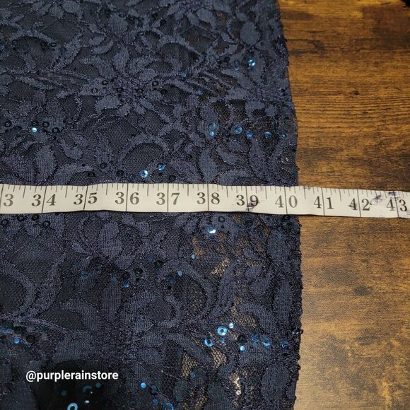 Tiana B Sequins Floral Lace Midi Dress 16 W Navy Dark Coquette Ethereal - Picture 10 of 11